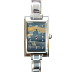 Bird Flying Over Stormy Sky Rectangle Italian Charm Watch by dflcprintsclothing