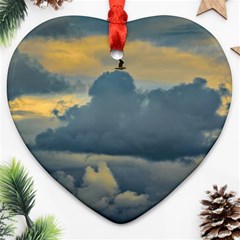 Bird Flying Over Stormy Sky Ornament (heart)