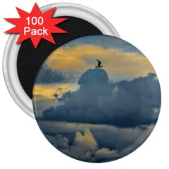 Bird Flying Over Stormy Sky 3  Magnets (100 Pack) by dflcprintsclothing