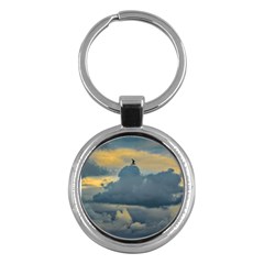 Bird Flying Over Stormy Sky Key Chain (round) by dflcprintsclothing