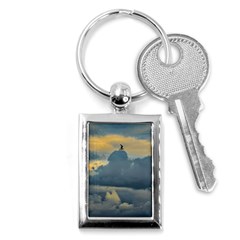 Bird Flying Over Stormy Sky Key Chain (rectangle)