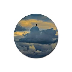 Bird Flying Over Stormy Sky Rubber Round Coaster (4 Pack) by dflcprintsclothing