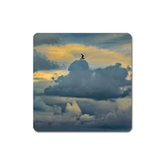 Bird Flying Over Stormy Sky Square Magnet by dflcprintsclothing