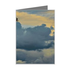 Bird Flying Over Stormy Sky Mini Greeting Card by dflcprintsclothing