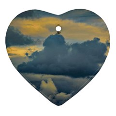 Bird Flying Over Stormy Sky Heart Ornament (two Sides) by dflcprintsclothing