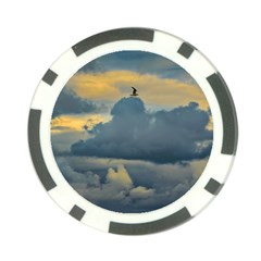 Bird Flying Over Stormy Sky Poker Chip Card Guard