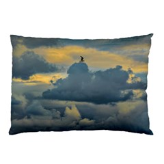 Bird Flying Over Stormy Sky Pillow Case by dflcprintsclothing