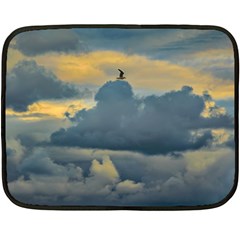 Bird Flying Over Stormy Sky One Side Fleece Blanket (mini) by dflcprintsclothing