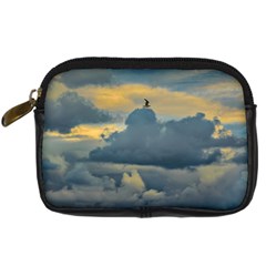 Bird Flying Over Stormy Sky Digital Camera Leather Case by dflcprintsclothing