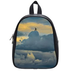 Bird Flying Over Stormy Sky School Bag (small) by dflcprintsclothing