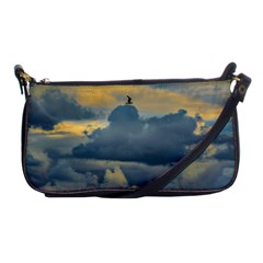 Bird Flying Over Stormy Sky Shoulder Clutch Bag