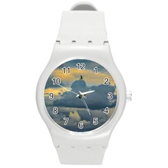 Bird Flying Over Stormy Sky Round Plastic Sport Watch (m) by dflcprintsclothing