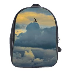 Bird Flying Over Stormy Sky School Bag (xl) by dflcprintsclothing