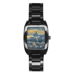 Bird Flying Over Stormy Sky Stainless Steel Barrel Watch by dflcprintsclothing