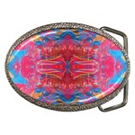 Red Swirls Repeats III Belt Buckles Front