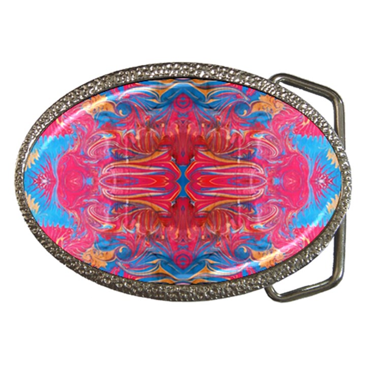 Red Swirls Repeats III Belt Buckles