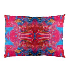 Red Swirls Repeats Iii Pillow Case by kaleidomarblingart