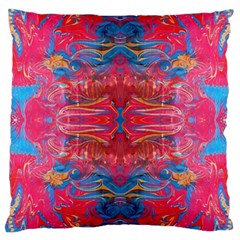 Red Swirls Repeats Iii Large Cushion Case (one Side) by kaleidomarblingart