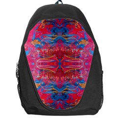 Red Swirls Repeats Iii Backpack Bag by kaleidomarblingart