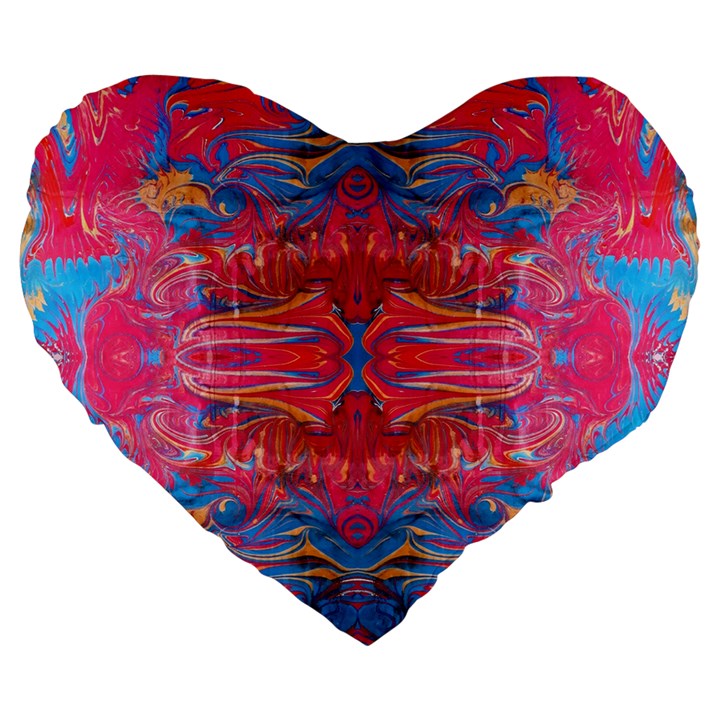 Red Swirls Repeats III Large 19  Premium Heart Shape Cushions