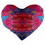 Red Swirls Repeats III Large 19  Premium Heart Shape Cushions Back