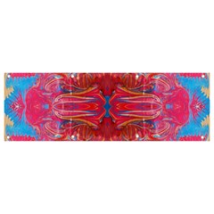 Red Swirls Repeats Iii Banner And Sign 9  X 3  by kaleidomarblingart