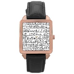 Sanscrit Pattern Design Rose Gold Leather Watch 