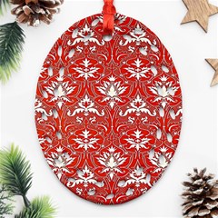 Red And White Christmas Ornament Ornament (oval Filigree) by ConteMonfrey