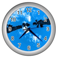 Trees & Sky In Martinsicuro, Italy  Wall Clock (silver) by ConteMonfrey