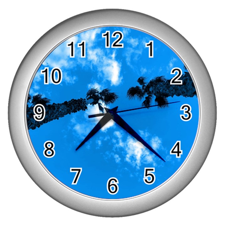 Trees & Sky in MartinSicuro, Italy. Wall Clock (Silver)