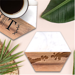 Trees & Sky In Martinsicuro, Italy  Marble Wood Coaster (hexagon)  by ConteMonfrey