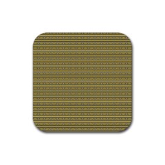 Golden Striped Decorative Pattern Rubber Coaster (square) by dflcprintsclothing