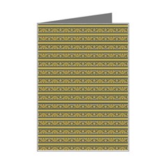 Golden Striped Decorative Pattern Mini Greeting Card by dflcprintsclothing