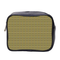 Golden Striped Decorative Pattern Mini Toiletries Bag (two Sides) by dflcprintsclothing