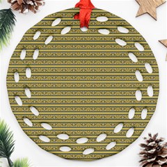 Golden Striped Decorative Pattern Ornament (round Filigree) by dflcprintsclothing