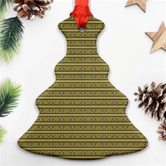 Golden Striped Decorative Pattern Christmas Tree Ornament (two Sides) by dflcprintsclothing