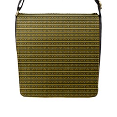 Golden Striped Decorative Pattern Flap Closure Messenger Bag (l) by dflcprintsclothing