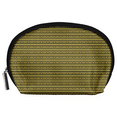 Golden Striped Decorative Pattern Accessory Pouch (large) by dflcprintsclothing