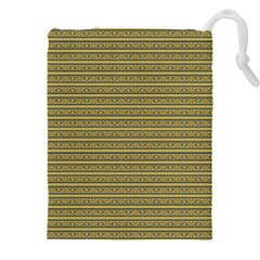 Golden Striped Decorative Pattern Drawstring Pouch (4xl) by dflcprintsclothing