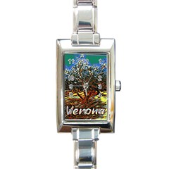 Colorful Verona Olive Tree Rectangle Italian Charm Watch by ConteMonfrey