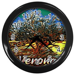 Colorful Verona Olive Tree Wall Clock (black) by ConteMonfrey