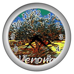 Colorful Verona Olive Tree Wall Clock (silver) by ConteMonfrey