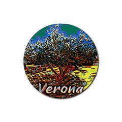 Colorful Verona Olive Tree Rubber Coaster (round) by ConteMonfrey