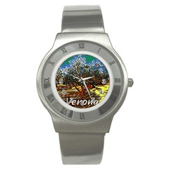 Colorful Verona Olive Tree Stainless Steel Watch by ConteMonfrey