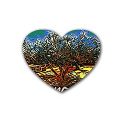 Colorful Verona Olive Tree Rubber Coaster (heart) by ConteMonfrey