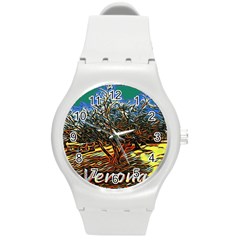 Colorful Verona Olive Tree Round Plastic Sport Watch (m) by ConteMonfrey