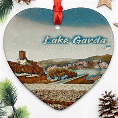 Malcesine Castle On Lake Garda Ornament (heart) by ConteMonfrey