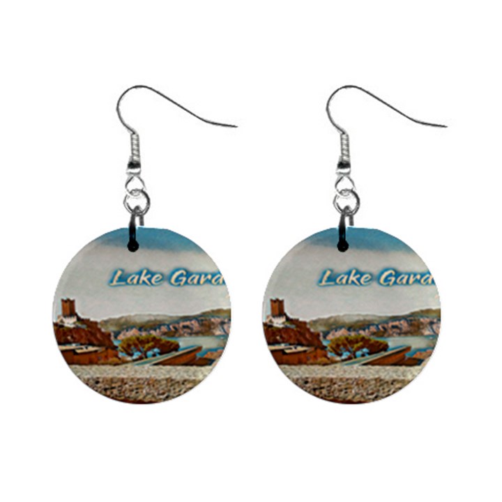 Malcesine Castle On Lake Garda Mini Button Earrings