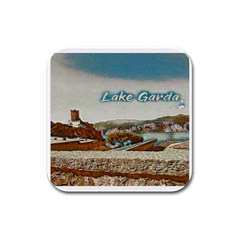 Malcesine Castle On Lake Garda Rubber Square Coaster (4 Pack) by ConteMonfrey