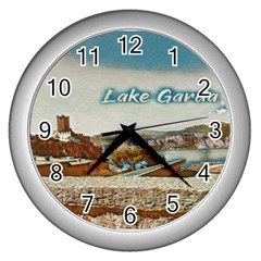 Malcesine Castle On Lake Garda Wall Clock (silver) by ConteMonfrey